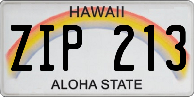 HI license plate ZIP213