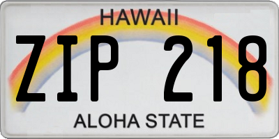 HI license plate ZIP218