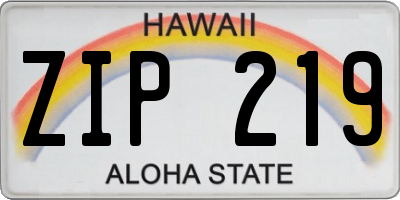 HI license plate ZIP219
