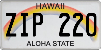 HI license plate ZIP220