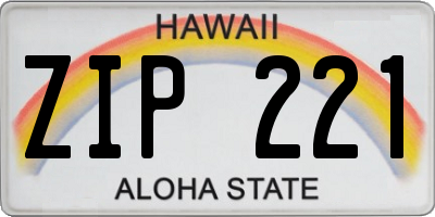 HI license plate ZIP221
