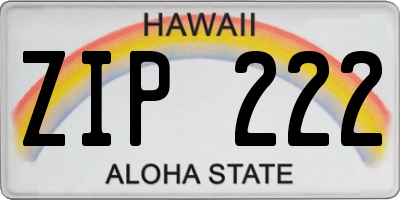 HI license plate ZIP222