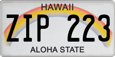 HI license plate ZIP223