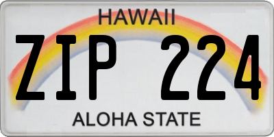 HI license plate ZIP224
