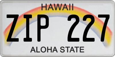 HI license plate ZIP227