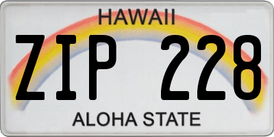 HI license plate ZIP228