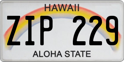HI license plate ZIP229