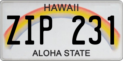 HI license plate ZIP231