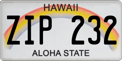 HI license plate ZIP232