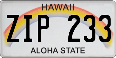 HI license plate ZIP233