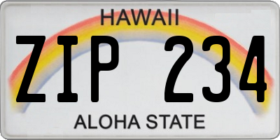 HI license plate ZIP234