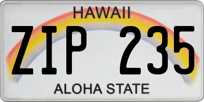 HI license plate ZIP235