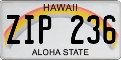 HI license plate ZIP236