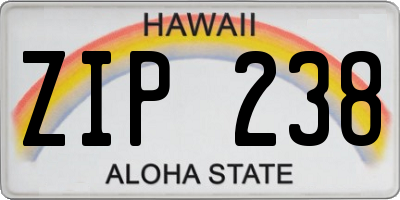 HI license plate ZIP238