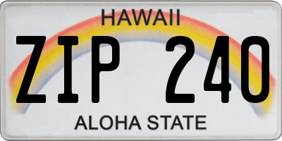 HI license plate ZIP240