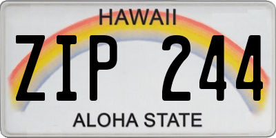 HI license plate ZIP244