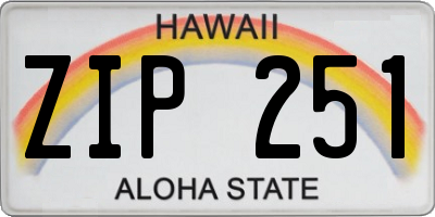 HI license plate ZIP251