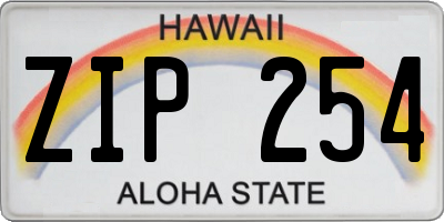 HI license plate ZIP254