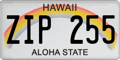 HI license plate ZIP255