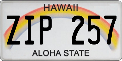 HI license plate ZIP257