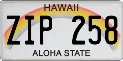 HI license plate ZIP258