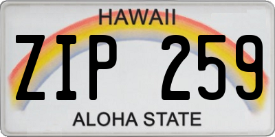HI license plate ZIP259