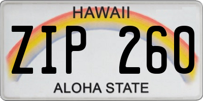 HI license plate ZIP260
