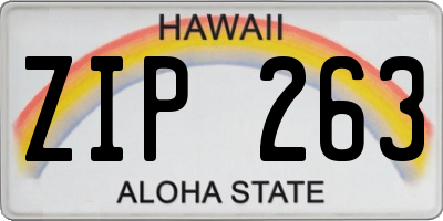 HI license plate ZIP263