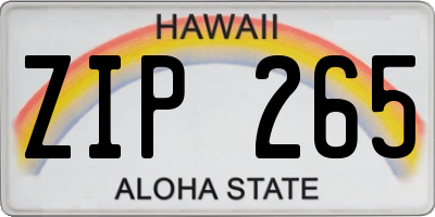 HI license plate ZIP265