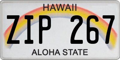HI license plate ZIP267