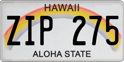 HI license plate ZIP275