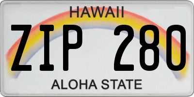 HI license plate ZIP280
