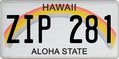 HI license plate ZIP281