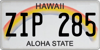 HI license plate ZIP285