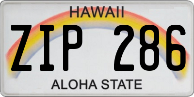 HI license plate ZIP286