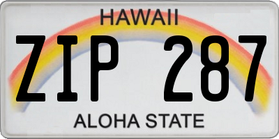 HI license plate ZIP287