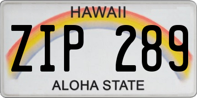 HI license plate ZIP289