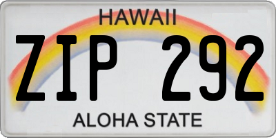 HI license plate ZIP292