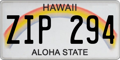 HI license plate ZIP294