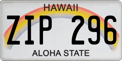 HI license plate ZIP296