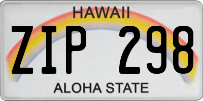 HI license plate ZIP298