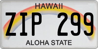 HI license plate ZIP299