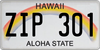HI license plate ZIP301
