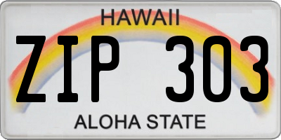 HI license plate ZIP303