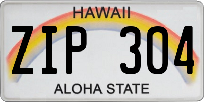 HI license plate ZIP304