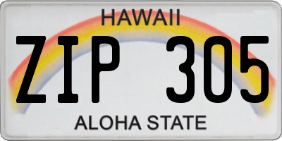 HI license plate ZIP305