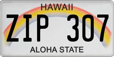 HI license plate ZIP307