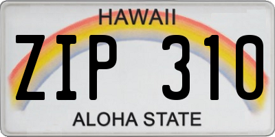 HI license plate ZIP310