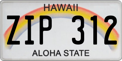 HI license plate ZIP312