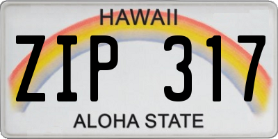 HI license plate ZIP317
